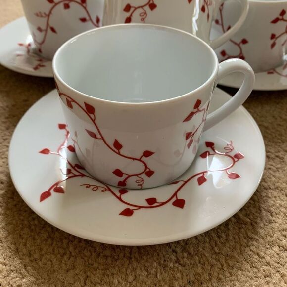 Bridget Dobson Climbing Creeper Set of 4 Cups & 3 Saucers **NEW** - Picture 2 of 7